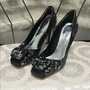 J.Renee Glittering Black Sequin Heels Size 10